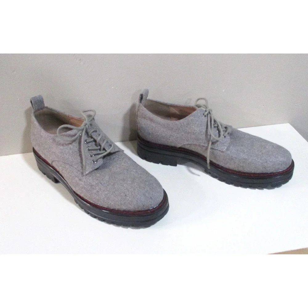 Aerosoles Mens Grey Felted Wool Lug Sole Oxford Platform Lace Up Shoes Size 11